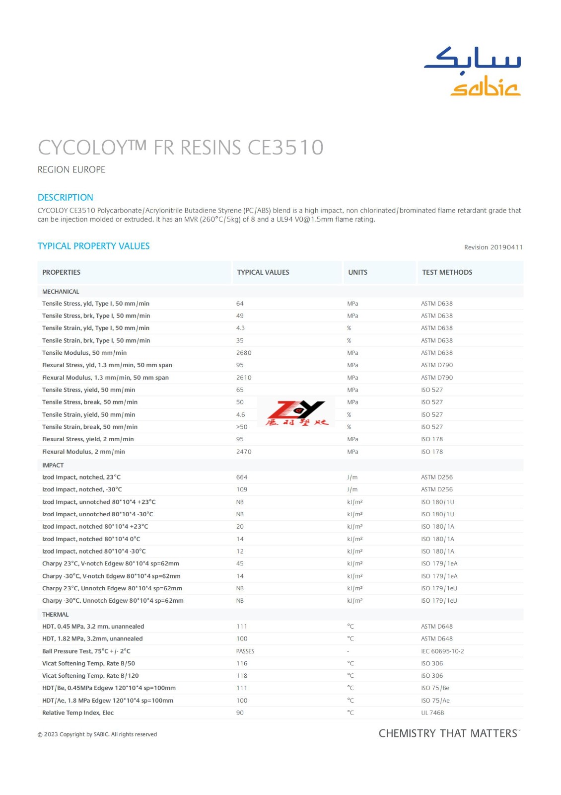 CYCOLOY CE3510 物性參數(shù)表 PC+ABS物性數(shù)據(jù)