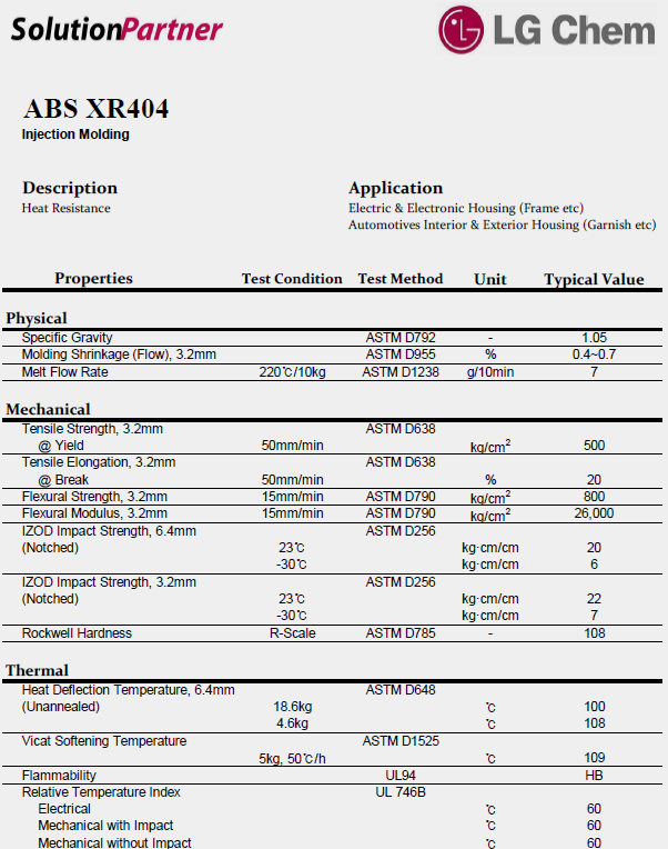 韓國LG ABS XR404物性表（英文）